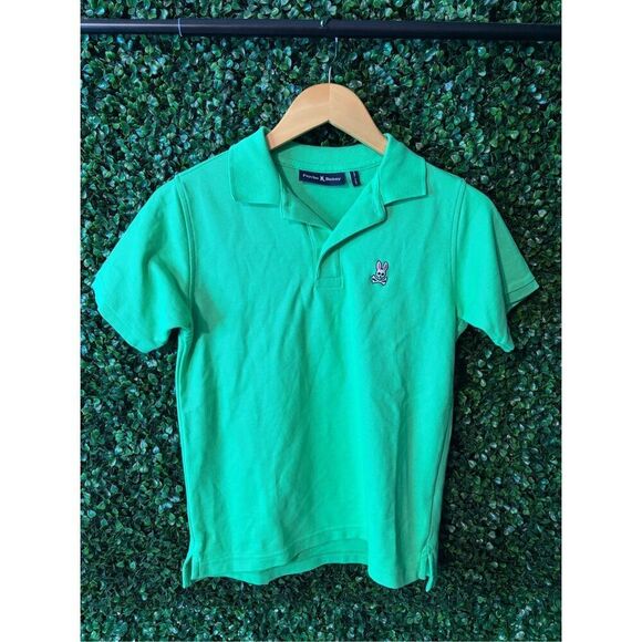 Psycho Bunny Boys Green Polo Short Sleeve Shirt Sz 14/16 - Picture 1 of 3